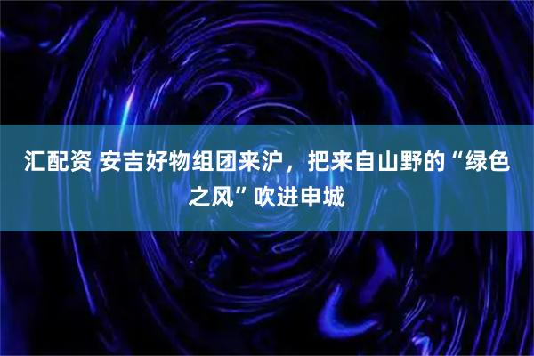 汇配资 安吉好物组团来沪，把来自山野的“绿色之风”吹进申城