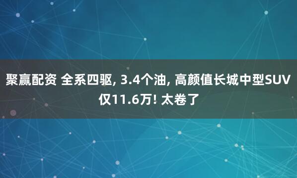 聚赢配资 全系四驱, 3.4个油, 高颜值长城中型SUV仅11.6万! 太卷了